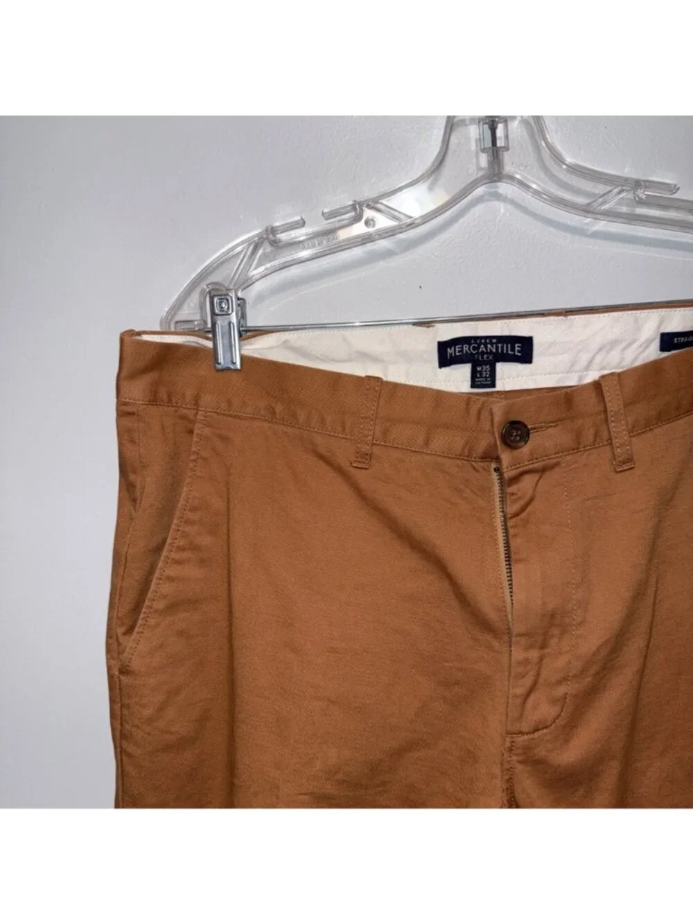 J.Crew Mercantile Flex Mens Straight Fit Chino Pants W35 L32 Brown Casual Wear